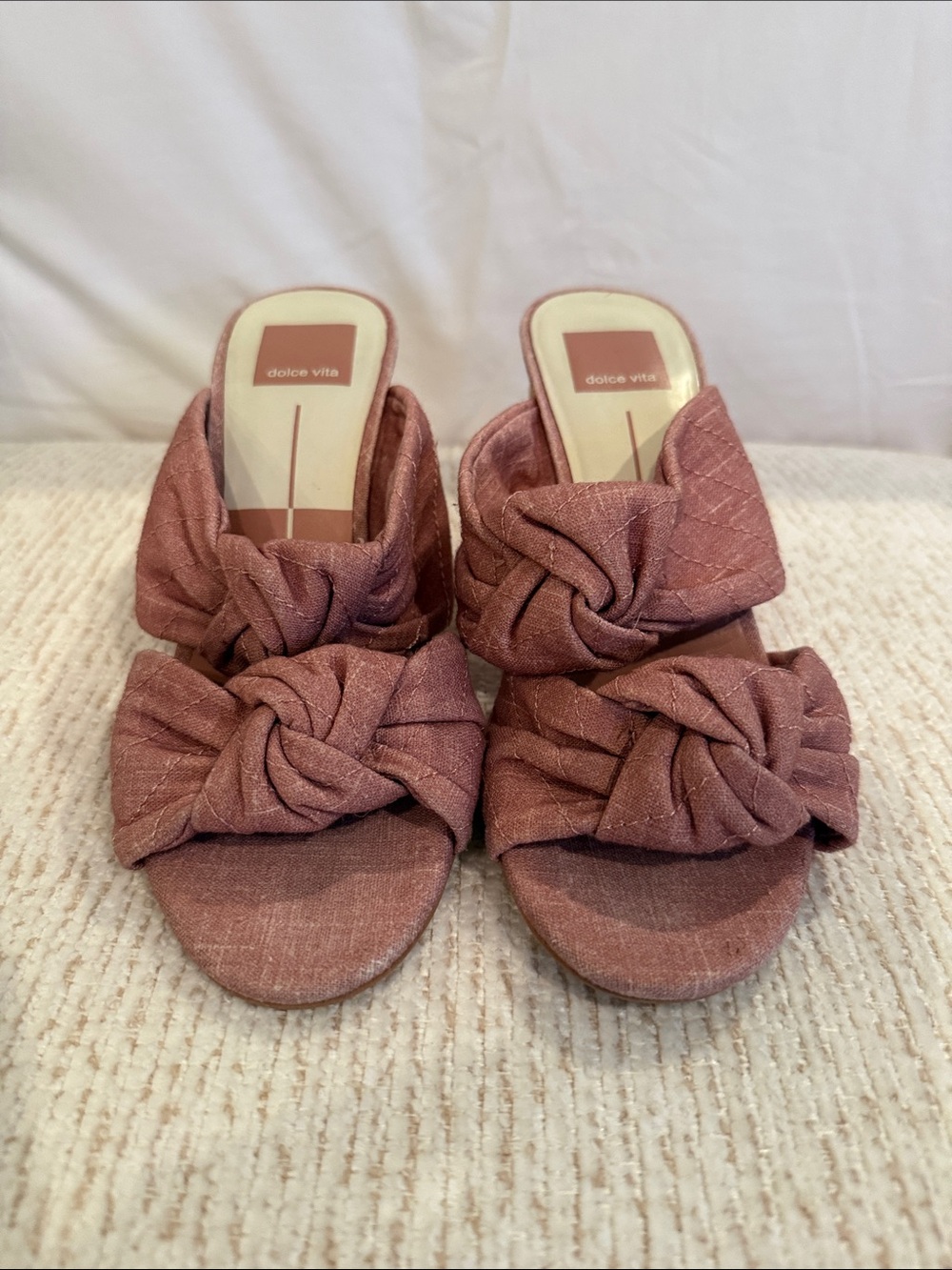 Dolce Vita Rose Pink Knotted Double-Band Slide Mules size 7